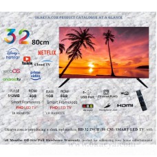 OkaeYa.com 32 inch iSmart 4K Frameless led tv, 18 Months Warranty (1GB, 8GB) With Bluetooth, Voice command, Air Mouse